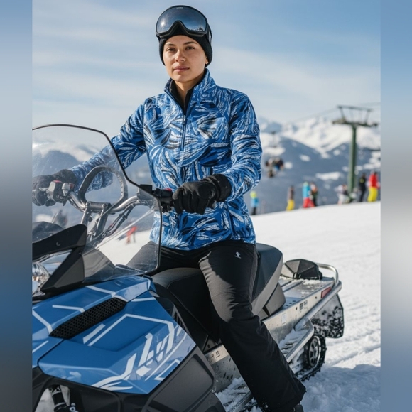 Pappagallo ,- NWOT, Blue & White Abstract Design,  Long Sleeve, Pullover Warm Up - Picture 3 of 10